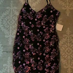 Lulu's xl purple sequin floral cocktail dress